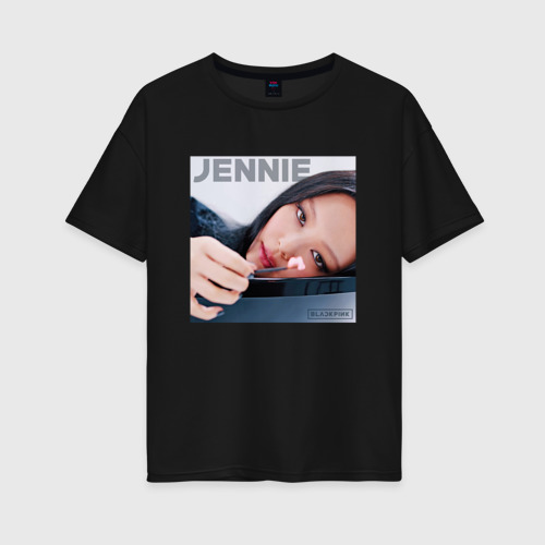 Женская футболка хлопок Oversize с принтом Blackpink Jennie, вид спереди #2