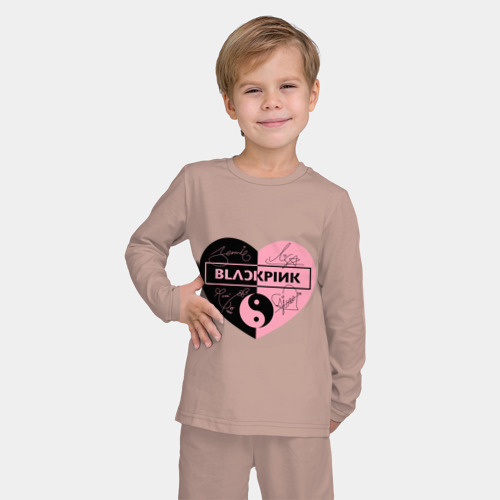 Детская пижама с лонгсливом хлопок Blackpink сердце, цвет пыльно-розовый - фото 3