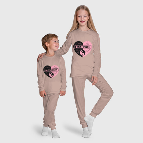 Детская пижама с лонгсливом хлопок Blackpink сердце, цвет пыльно-розовый - фото 9