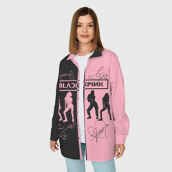 Женская рубашка oversize 3D Blackpink силуэт девушек - фото 2