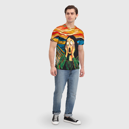 Мужская футболка 3D Мона Лиза в стиле картины Крик, цвет 3D печать - фото 5