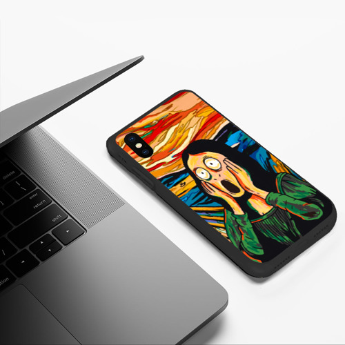 Чехол для iPhone XS Max матовый Мона Лиза в стиле картины Крик, цвет черный - фото 5