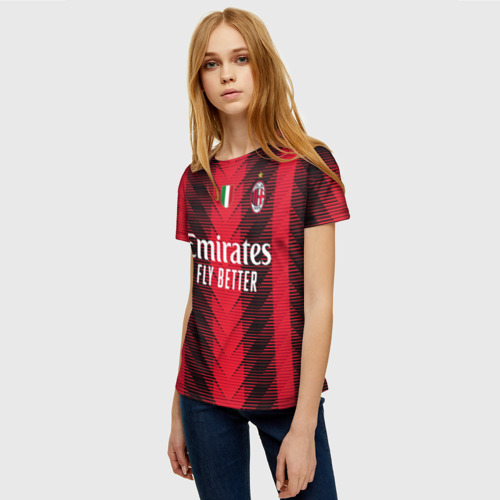 Женская футболка 3D с принтом Златан Ибрагимович Милан форма 23/24 домашняя, фото на моделе #1