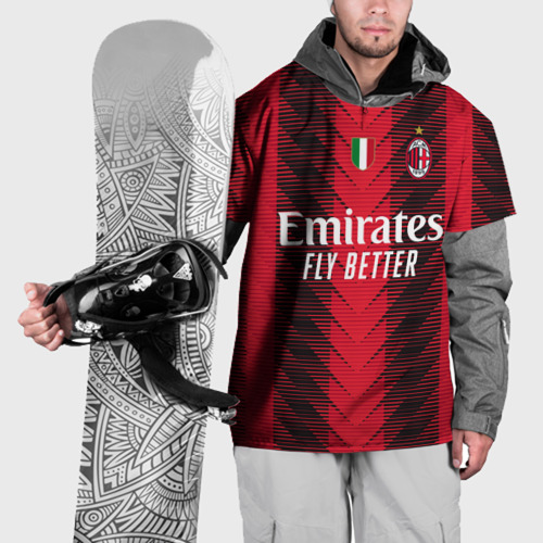 Накидка на куртку 3D ФК Милан форма 23-24 домашняя, цвет 3D печать