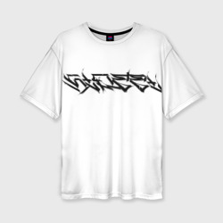 Женская футболка oversize 3D Каллиграфия Street белая