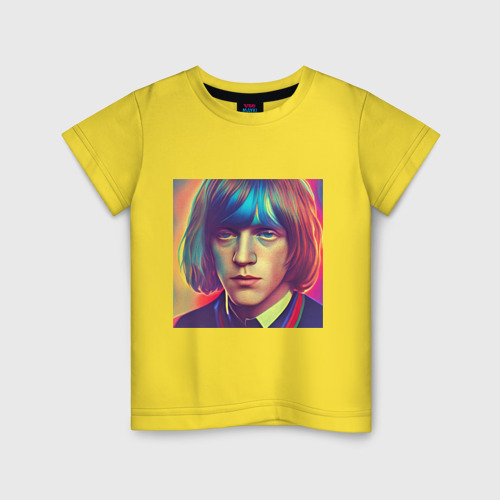 Детская футболка хлопок Brian Jones Glitch Art, цвет желтый