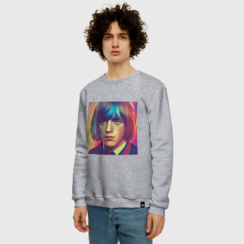 Мужской свитшот хлопок Brian Jones Glitch Art, цвет меланж - фото 3