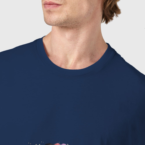 Мужская футболка хлопок с принтом Знойная брюнетка в цветах, фото #4