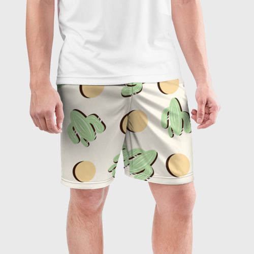 Мужские шорты спортивные Пустынный кактус, цвет 3D печать - фото 3