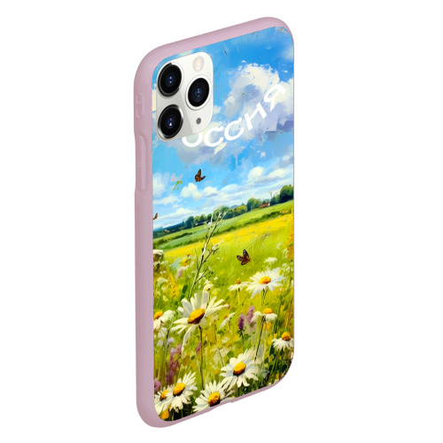 Чехол для iPhone 11 Pro матовый с принтом Россия - летнее цветочное поле, вид сбоку #3