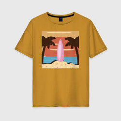 Женская футболка хлопок Oversize Летний отдых на пляже