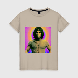 Женская футболка хлопок Jim Morrison Galo Glitch Art