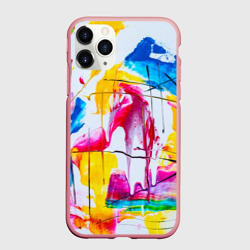 Чехол для iPhone 11 Pro Max матовый Красочная картина - разноцветная абстракция