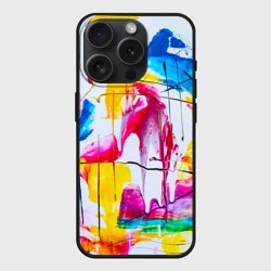 Чехол силиконовый для Apple iPhone 15 Pro Мax матовый Красочная картина - разноцветная абстракция