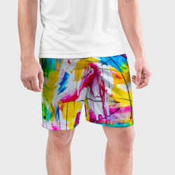 Мужские шорты спортивные Красочная картина - разноцветная абстракция - фото 2