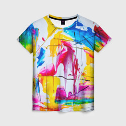 Женская футболка 3D Красочная картина - разноцветная абстракция