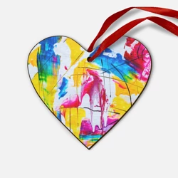 Деревянная игрушка Сердце Красочная картина - разноцветная абстракция