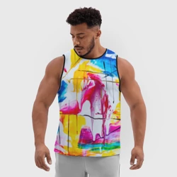 Мужская спортивная майка 3D Красочная картина - разноцветная абстракция - фото 2