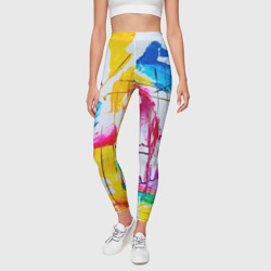 Леггинсы 3D Красочная картина - разноцветная абстракция - фото 2