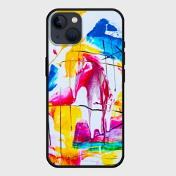 Чехол для iPhone 14 Красочная картина - разноцветная абстракция