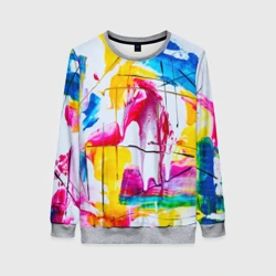 Женский свитшот 3D Красочная картина - разноцветная абстракция