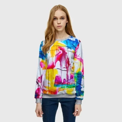 Женский свитшот 3D Красочная картина - разноцветная абстракция - фото 2