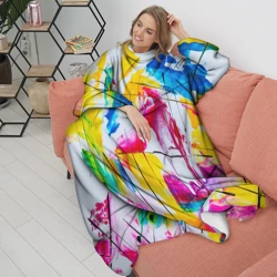 Плед с рукавами Красочная картина - разноцветная абстракция - фото 2