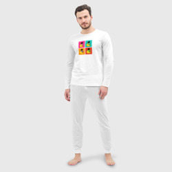 Мужская пижама с лонгсливом хлопок Chicken Gun: цветные квадраты - фото 2