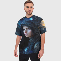 Мужская футболка oversize 3D Космическая девушка - фото 2
