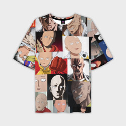 Saitama - many faces – Мужская футболка oversize 3D с принтом купить со скидкой в -50%