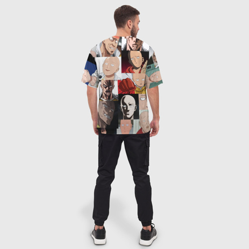 Мужская футболка oversize 3D Saitama - many faces, цвет 3D печать - фото 4