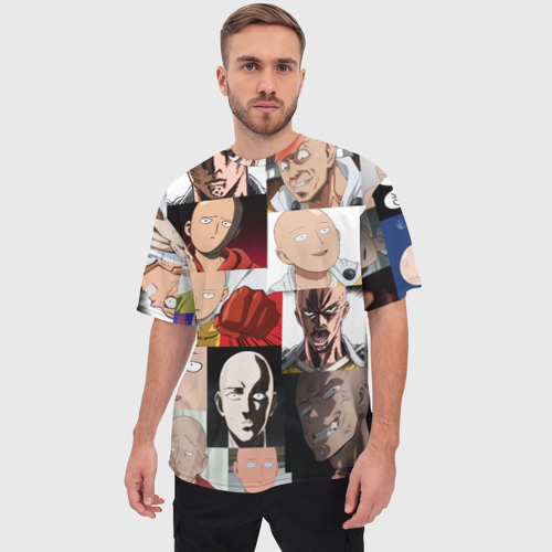 Мужская футболка oversize 3D Saitama - many faces, цвет 3D печать - фото 3