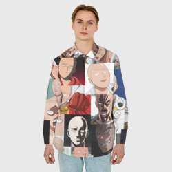 Мужская рубашка oversize 3D Saitama - many faces - фото 2