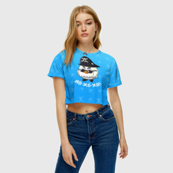 Женская футболка Crop-top 3D Chicken Gun: веселый цыпленок пират - фото 2