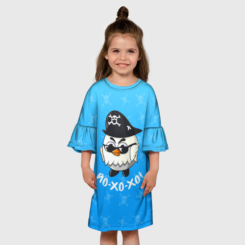 Детское платье 3D с принтом Chicken Gun: веселый цыпленок пират, вид сбоку #3