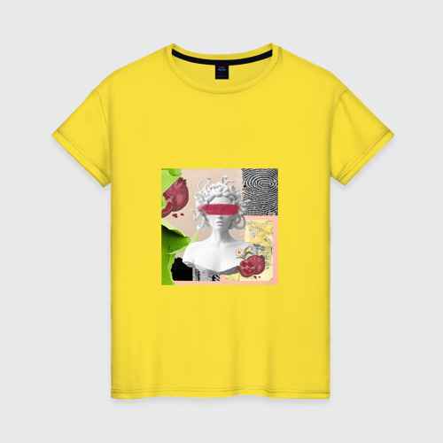 Женская футболка хлопок Медуза, но не Горгона, цвет желтый
