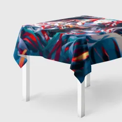 Скатерть 3D Девушка киберсамурай и дракон от нейросети