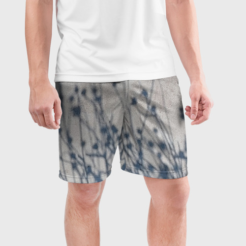 Мужские шорты спортивные Цветочная Тень на бетоне, цвет 3D печать - фото 3
