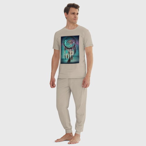 Мужская пижама хлопок с принтом Ловец снов - нейросеть, вид сбоку #3