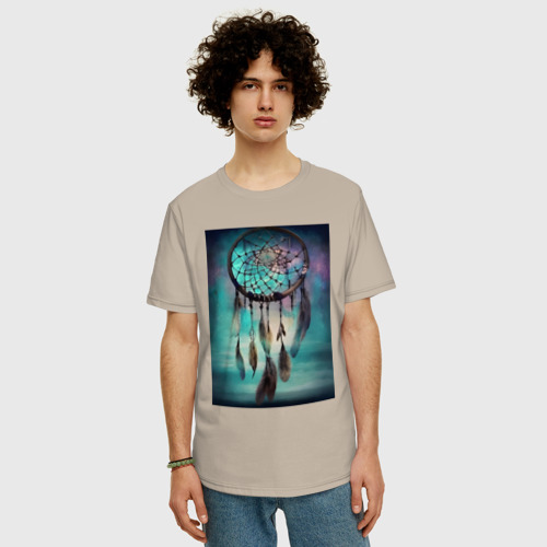 Мужская футболка хлопок Oversize с принтом Ловец снов - нейросеть, фото на моделе #1