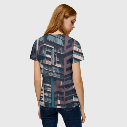 Женская футболка 3D с принтом Спальный район, вид сзади #2