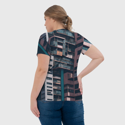 Женская футболка 3D с принтом Спальный район, вид сзади #2