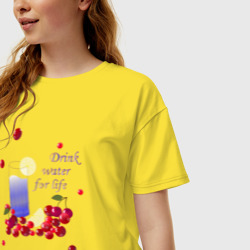 Женская футболка хлопок Oversize Вода с лимоном - фото 2