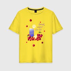 Женская футболка хлопок Oversize Вода с лимоном