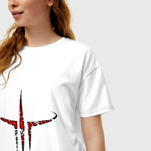 Женская футболка хлопок Oversize Quake III logo, цвет белый - фото 3