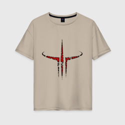 Женская футболка хлопок Oversize Quake III logo