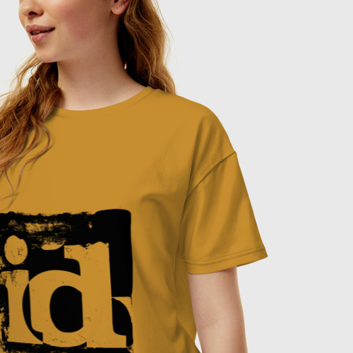 Женская футболка хлопок Oversize ID software logo, цвет горчичный - фото 3