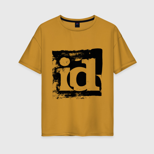 Женская футболка хлопок Oversize ID software logo, цвет горчичный