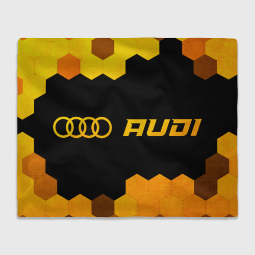 Плед 3D с принтом Audi - gold gradient: надпись и символ, вид спереди #2