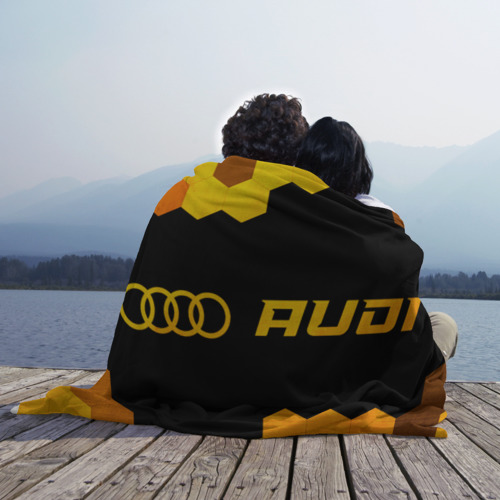 Плед 3D с принтом Audi - gold gradient: надпись и символ, вид сбоку #3